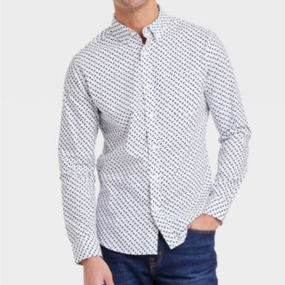 NWT Goodfellow‎ white and blue design big and tall dress shirt